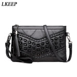 Brand Leather Handbag Women Shoulder Bags Rivet Tassel Punk Woman Soft Bag Handbags Womens - webtekdev