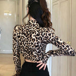 2019 New Fashion Sexy High Street Ladies Zebra Leopard Animal Print Shirts Women Turtleneck Long Sleeve Stretch Zebra Female Top - webtekdev