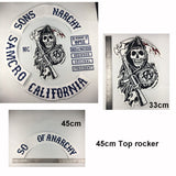 SOA Original Son of embroidery back patch anarchy black iron on patches for clothing motorcycle club 35CM - webtekdev