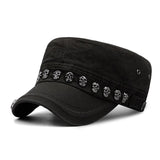 Hip Hop Skull Flat Hats Punk Rivet Ring Men Army Hat Cool Woman Casual Baseball Cap Brand Fitted Hats 2018 New Year'S Gift - webtekdev