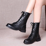 XDA 2019 fashion New Arrival Combat Military Boots Women's Motorcycle Gothic Punk Combat Boots lace-up Female Shoes Size 35-42 - webtekdev