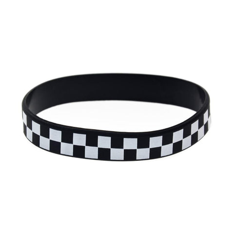 1PC Punk Style Printed Checkered Silicone Wristband - webtekdev