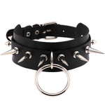 KMVEXO Big O-Round Punk Rock Gothic Chokers Women Men Leather Spike Rivet Stud Collar Choker Necklace Statement Jewelry - webtekdev