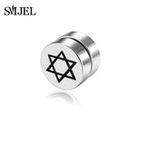 SMJEL Rock Strong Magnet Magnetic Health Care Ear Stud Non Piercing Earrings Skull David Star Tai Chi Earings Jewelry Mens Women - webtekdev