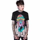 New Women Blusa Alien Letter Print Tees Short Sleeves Loose Soft Couple Wear Long Length Tshirts Punk Leisure T shirt Women - webtekdev