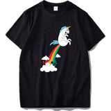 Unicorn T Shirt Rainbow Funny Spoof High Quality 100% Cotton White Black Tops Cartoon T-shirt Gift EU Size - webtekdev