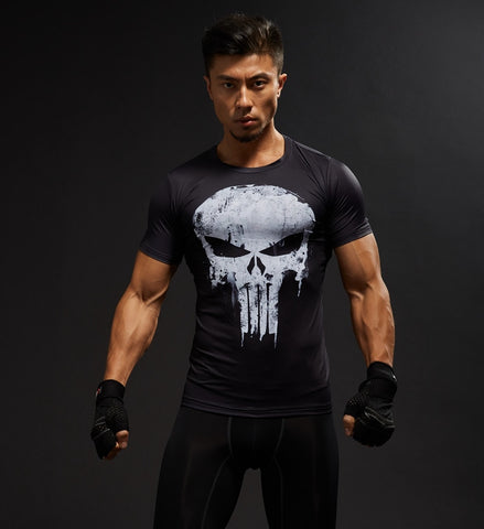 TUNSECHY Short Sleeve 3D T Shirt Men T-Shirt Male Tee Captain America Superman tshirt Men Fitness Compression Shirt Punisher MMA - webtekdev