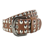 3-Row Studded Leather Belt (Pyramid Studs) - webtekdev