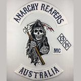 SOA Original Son of embroidery back patch anarchy black iron on patches for clothing motorcycle club 35CM - webtekdev
