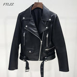 FTLZZ New Autumn Women Pu Leather Jacket Woman Zipper Short Coat Female Black Punk Faux Leather Outwear - webtekdev