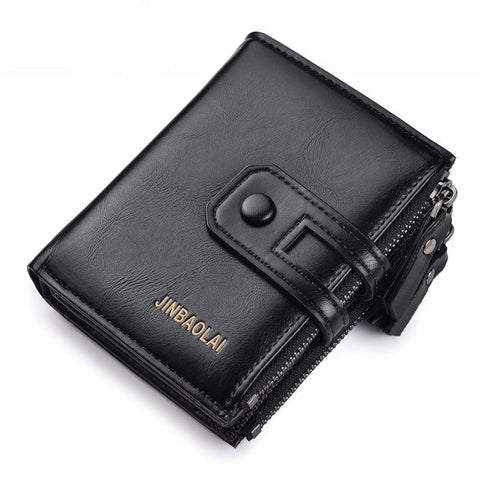 JINBAOLA Men Wallet Brand Wallet Double Zipper&Hasp Design Small Wallet  Male High Quality - webtekdev