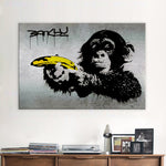 Canvas Art Banksy Graffiti Painting Chimpanzee Holding A Banana Wall Pictures For Living Room Home Decor Printed - webtekdev
