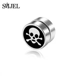 SMJEL Rock Strong Magnet Magnetic Health Care Ear Stud Non Piercing Earrings Skull David Star Tai Chi Earings Jewelry Mens Women - webtekdev
