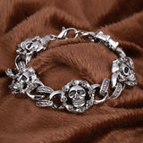 Gothic Skull Charm Bracelet Men's Bracelet Bangle Wholesale Male Stainless Steel Pulsera Handmade Wristband Bijoux - webtekdev