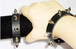 Adjustable Black Punk Rock Mens Womens Rivet Stud Spike Leather Cuff Bangle Bracelet Wristband (black Black) - webtekdev