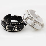 New Fashion Casual Gothic Punk Style Rivet Buckle Belt Pu Leather Bracelets Bangles For Women Charm Wristband Wrap Bangle - webtekdev