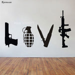 Banksy Wall Art Sticker Love Weapons Combination Gun Knife Bomb Rifle Vinyl Home Decor Living Room Decals Removable Mural GU34 - webtekdev