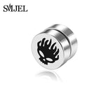 SMJEL Rock Strong Magnet Magnetic Health Care Ear Stud Non Piercing Earrings Skull David Star Tai Chi Earings Jewelry Mens Women - webtekdev
