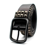 Genuine Leather 4-Row Studded Belt - webtekdev