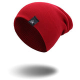 Cotton Blends Hip Hop Beanies For Girl Winter Cap Label Knitted Hat Female Unisex Solid Color Bonnet Casual Slouchy Skullies - webtekdev