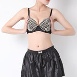 Sexy Bras Women Party  2017 New All-over Spike Rivet Metallic Punk Dance push up  Bra Nightclub Brutal bralette encaje#Z20 - webtekdev