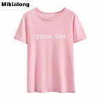 Mikialong Stay Weird Print Punk Rock Tshirt Women 2018 Summer BlackWhite Cotton Tee Shirt Femme Tops Casual Loose T-shirt Women - webtekdev