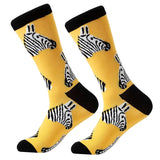 MYORED 1 pair men socks combed cotton cartoon animal bird shark zebra corn watermelon sea food geometric novelty funny socks - webtekdev
