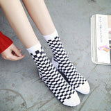 Korea Funky Harajuku Trend Women Checkerboard Socks Geometric Checkered Socks Men Hip Hop Cotton Unisex Streetwear Novelty Socks - webtekdev
