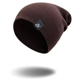 Cotton Blends Hip Hop Beanies For Girl Winter Cap Label Knitted Hat Female Unisex Solid Color Bonnet Casual Slouchy Skullies - webtekdev