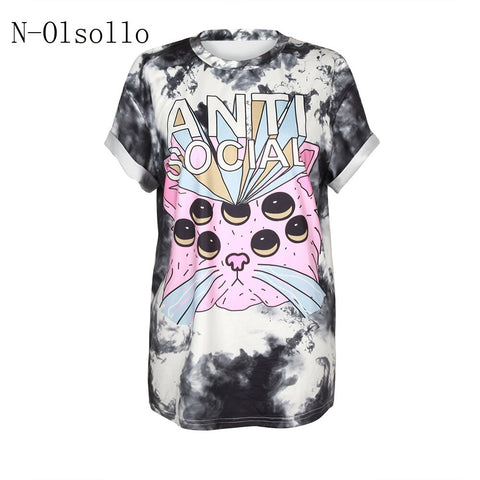 2017 Summer Clothing For Women T shirt With Cat Prints 3D Top Tees Broadcloth Knitted Fashion Shirts O-neck Casual Female Blusas - webtekdev
