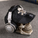 MRZOOT Resin Craft Statues For Decoration Skull Wearing Headphones Music Bar Decoration Creative Skull - webtekdev