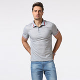 Men stitching embroidery printed Polo shirt men's Polo shirts with short sleeves of leisure fitness man - webtekdev