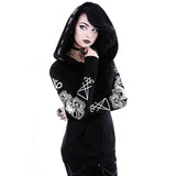 Rosetic Black Hoodie Sweatshirt Women Plus Size Coat Punk Gothic Print Hooded Hipster Streetwear Big Sizes 5XL Goth Dark Hoodies - webtekdev