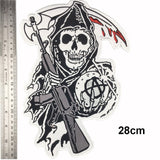 SOA Original Son of embroidery back patch anarchy black iron on patches for clothing motorcycle club 35CM - webtekdev