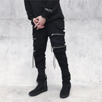 New Hip Hop Streetwear Joggers Men Black Zipper Ribbons Harem Pants Cotton Casual Slim Street Style Ankle Length Sweatpants Men - webtekdev