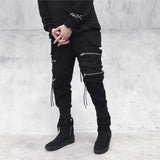 New Hip Hop Streetwear Joggers Men Black Zipper Ribbons Harem Pants Cotton Casual Slim Street Style Ankle Length Sweatpants Men - webtekdev