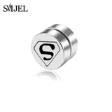 SMJEL Rock Strong Magnet Magnetic Health Care Ear Stud Non Piercing Earrings Skull David Star Tai Chi Earings Jewelry Mens Women - webtekdev