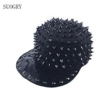 Unisex Punk Hedgehog Hat Personality Jazz Snapback Spike Studded Rivet Spiky Baseball Cap For Hip Hop Rock Dance - webtekdev