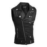 Male Leather Vest 2019 Good Quality Leather Vest Summer Sleeveless Pu Leather Motorcycle Waistcoat Men Slim Fit Size 2xl - webtekdev