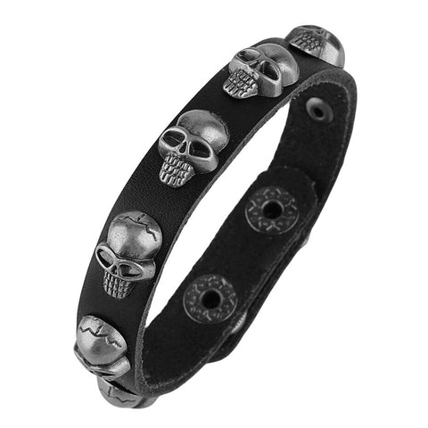 New Design Evil Skull Leather Wrap Bracelet for Women Men Jewelry Punk Rock Ride Wristband Bracelets Personalized (101096-200004862 101096-193 101096-2831) - webtekdev