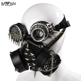 Steampunk Gothic Vintage Spikes Gas Mask Goggles Cosplay Props Halloween Costume Rivet Masks with Glasses Accessories Men/Women - webtekdev