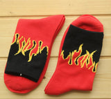 Men and women fashion fire print cotton street socks - webtekdev