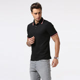Men stitching embroidery printed Polo shirt men's Polo shirts with short sleeves of leisure fitness man - webtekdev