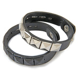 2X Bracelet leather strap metal retro square rivets Bracelet (Silver Plated) - webtekdev