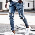 New Skinny Jeans men Streetwear Destroyed Ripped Jeans Homme Hip Hop Broken modis male Pencil Biker Embroidery Patch Pants - webtekdev