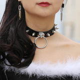 Harajuku spiked choker sexy metal black punk necklace Leather goth choker Necklace women studded gothic  jewelry club party - webtekdev