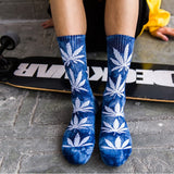 PEONFLY New Personality Printing White Maple Leaves Men Colorful Cotton Socks Hip Hop Street Skater Sock Male Autumn Winter - webtekdev