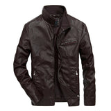 FGKKS Brand Warm Men Leather Jacket Mens Leather Motorcycle Standing Collar Motorcycle Style Men's Leather Jackets - webtekdev