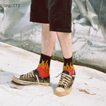 Unique Design Fire Patterened Short Socks Hipster Mens Short Skateboard Socks Art Funny Male Cotton Harajuku Socks Fashion Sox - webtekdev