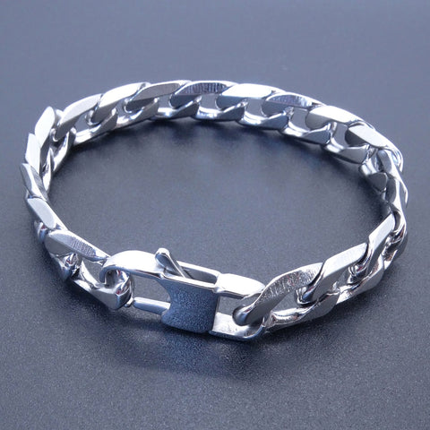 Men Women Stainless Steel Bracelet 6/8/12 mm 8 Inches Curb Chain Vintage Jewelry Punk Fan Factory Offer - webtekdev